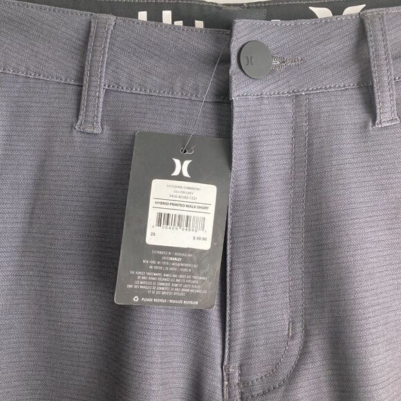 Hurley Men's Hybrid printed walk shorts 4-way stretch Gray NWT size 28 - Picture 3 of 9